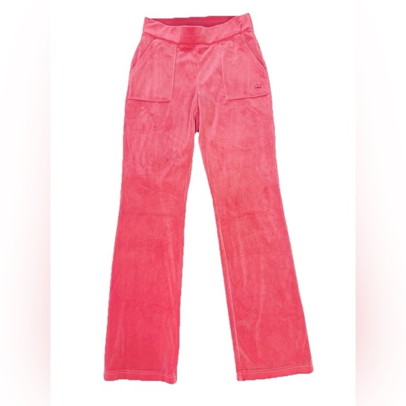 Juicy By Juicy Couture Pink Velour Pants Pockets Logo Barbie Pink Size XS - Picture 1 of 9